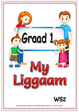 Graad 1 - My Liggaam - Woordeskat - Lees en Begrip (Storie) - Oefen die Woorde - Vrae om in te vul + Aktiwiteite