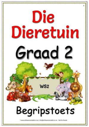 Graad 2 Begripstoets â€“ Die Dieretuin, Vrae en Memo
