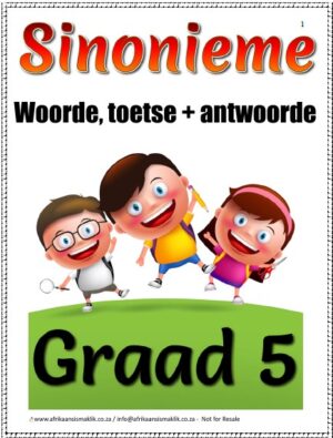 Graad 5 Sinonieme/Synonyms - Opsomming, Woorde Toetse + Memo