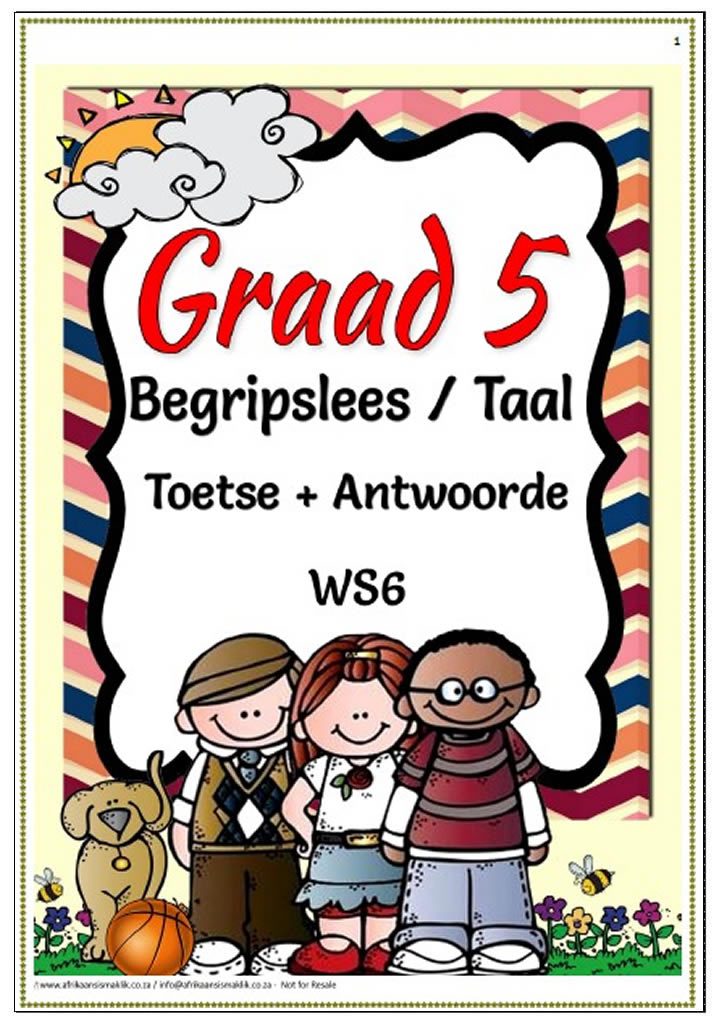 Graad 5 - Begrip- Bennie se Markdag - Taal - Toetse + Antwoorde