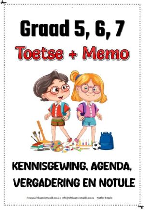 Graad 5 6 7 Toetse oor Notule Agenda Vergardering Kennisgewing + Memo