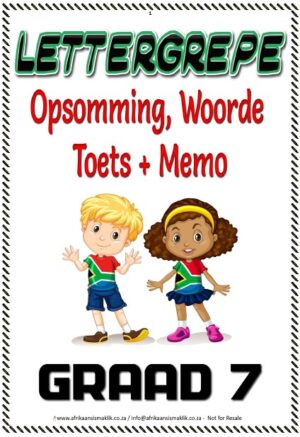 Graad 7 Lettergrepe Ã¢â‚¬â€œ Opsomming, Woorde toets en memo (9 Blaaie)