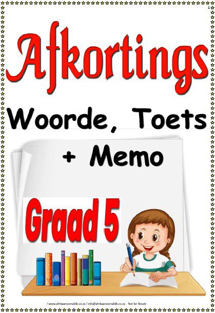 Graad 5 Afkortings, Woorde, Toets + Memo