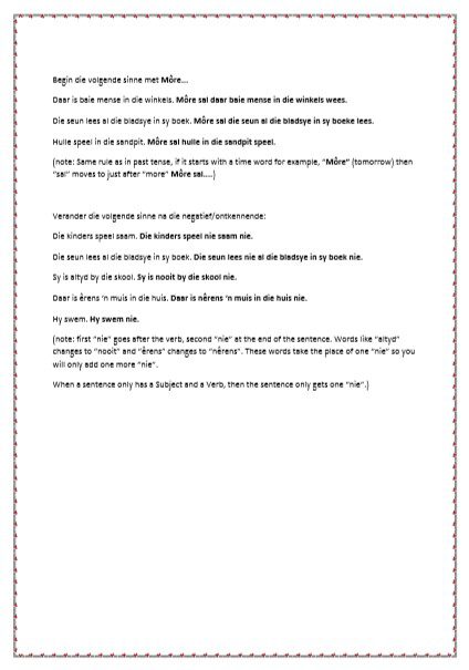 Graad 6 - Verlede Tyd Toekomende Tyd Negatief/Ontkenning - Image 5