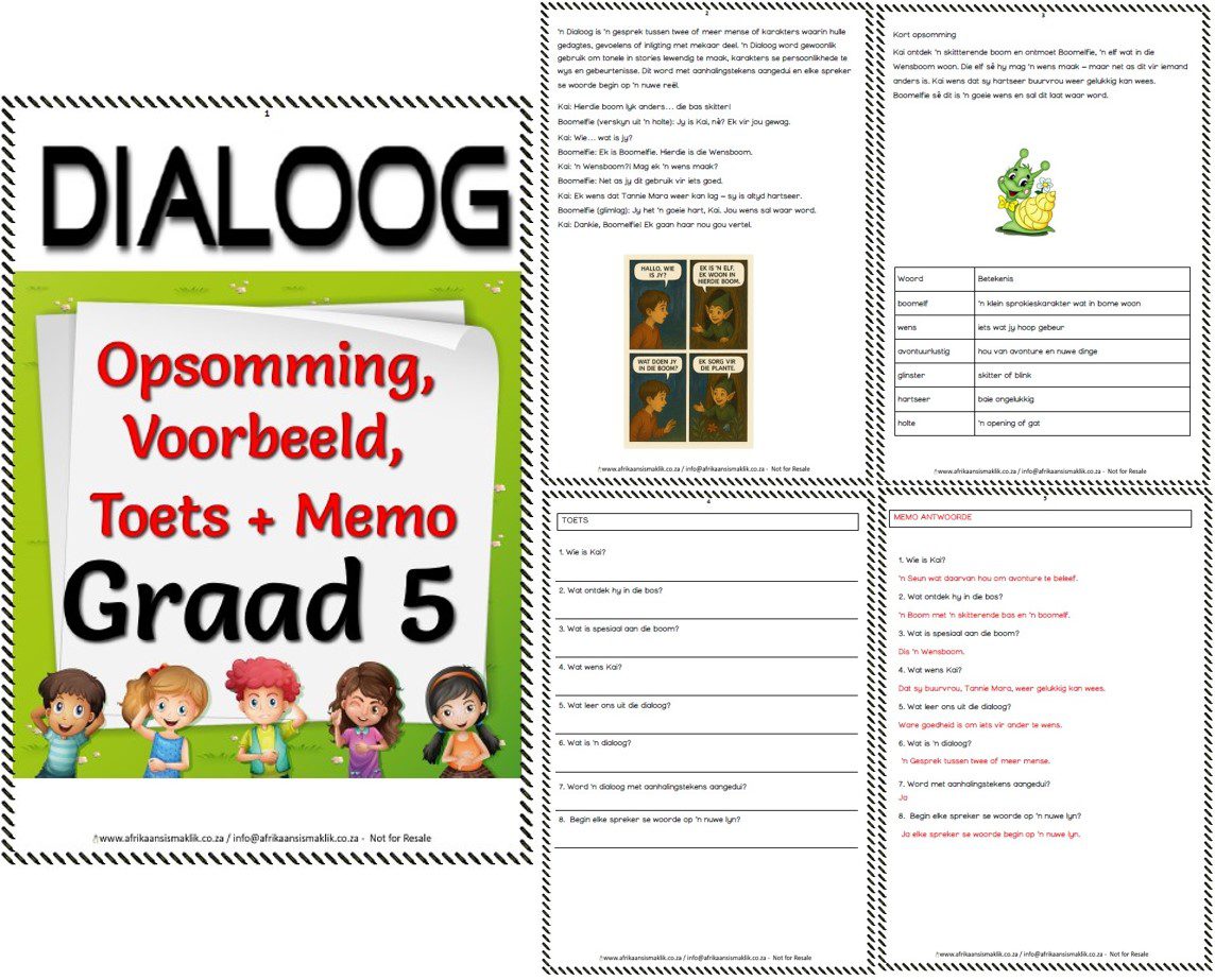 Graad 5 Dialoog – Kai en die Wensboom: Opsomming + Dialoog + Toets + Memo - Image 2