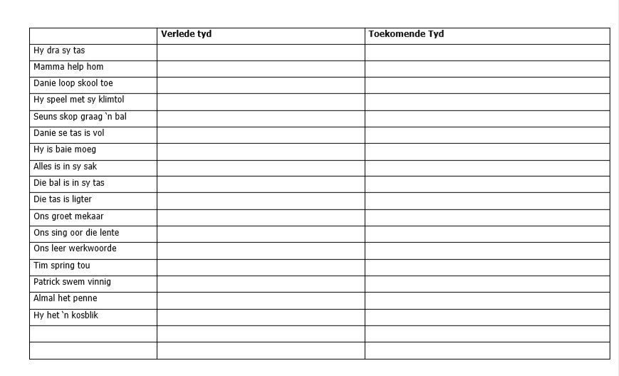 Graad 4 Verlede Tyd - Toekomende Tyd - PDF - Image 3